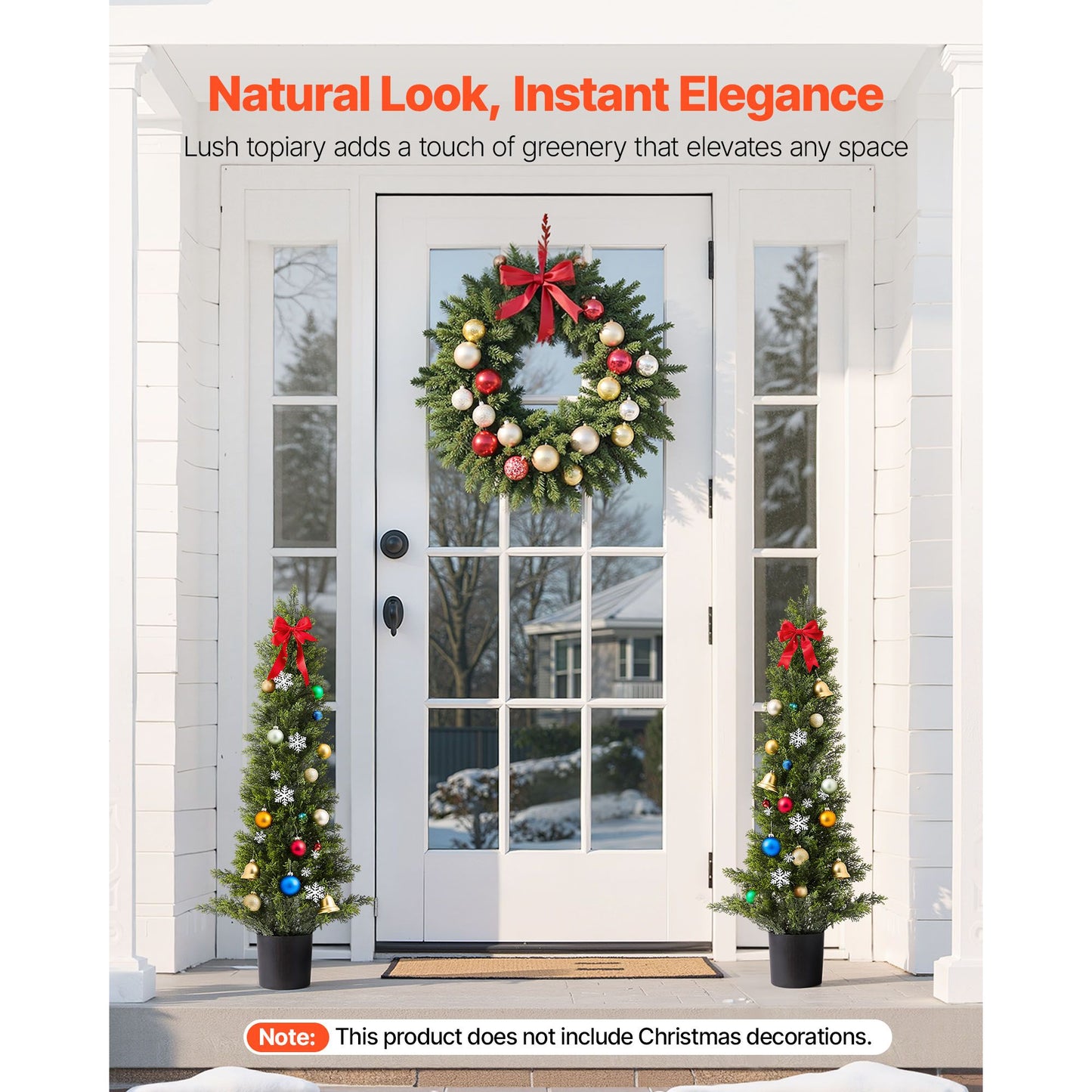 Artificial Topiary Cedar Trees – Realistic Faux Pine, 36 Inch, Weather-Resistant Set of 2