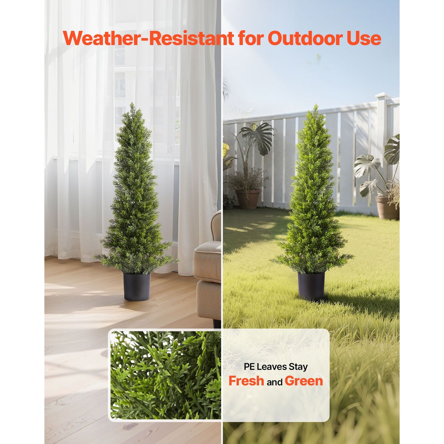 Artificial Topiary Cedar Trees – Realistic Faux Pine, 36 Inch, Weather-Resistant Set of 2
