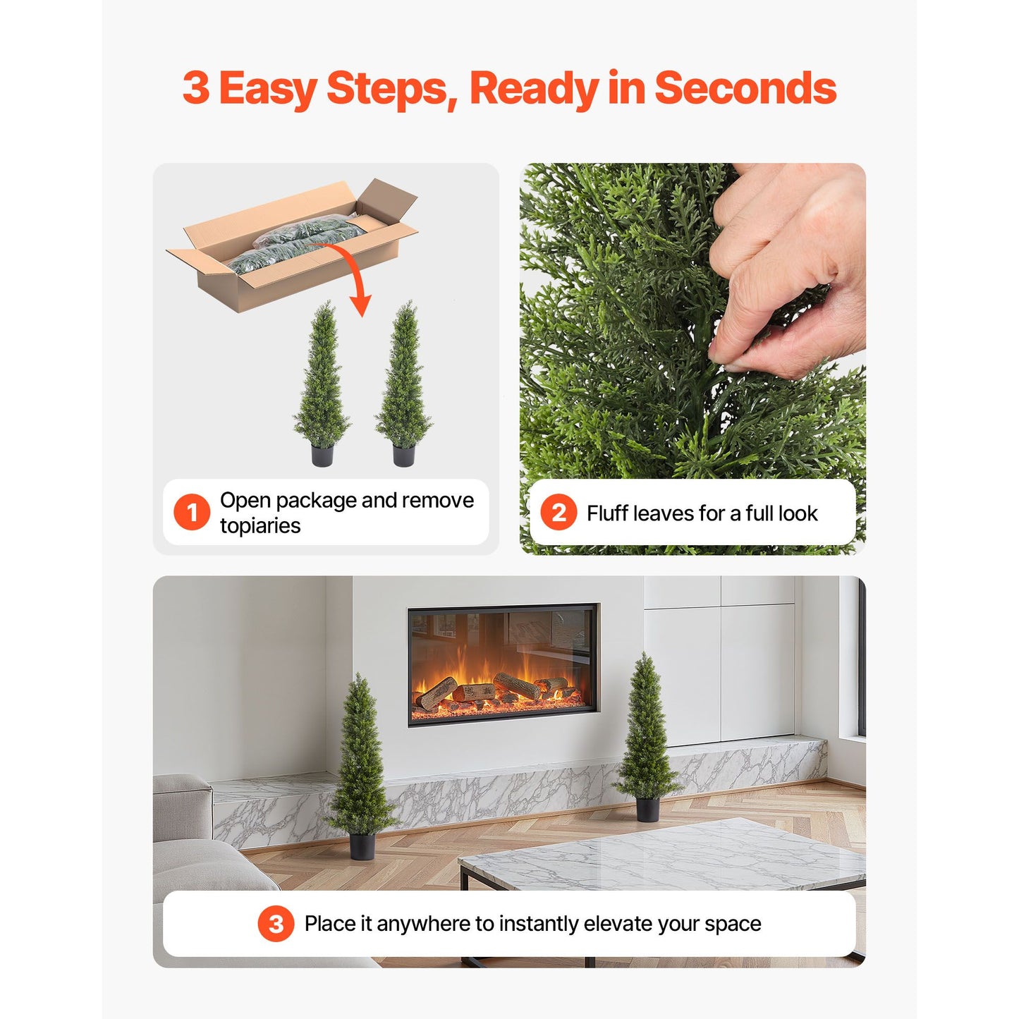 Artificial Topiary Cedar Trees – Realistic Faux Pine, 36 Inch, Weather-Resistant Set of 2