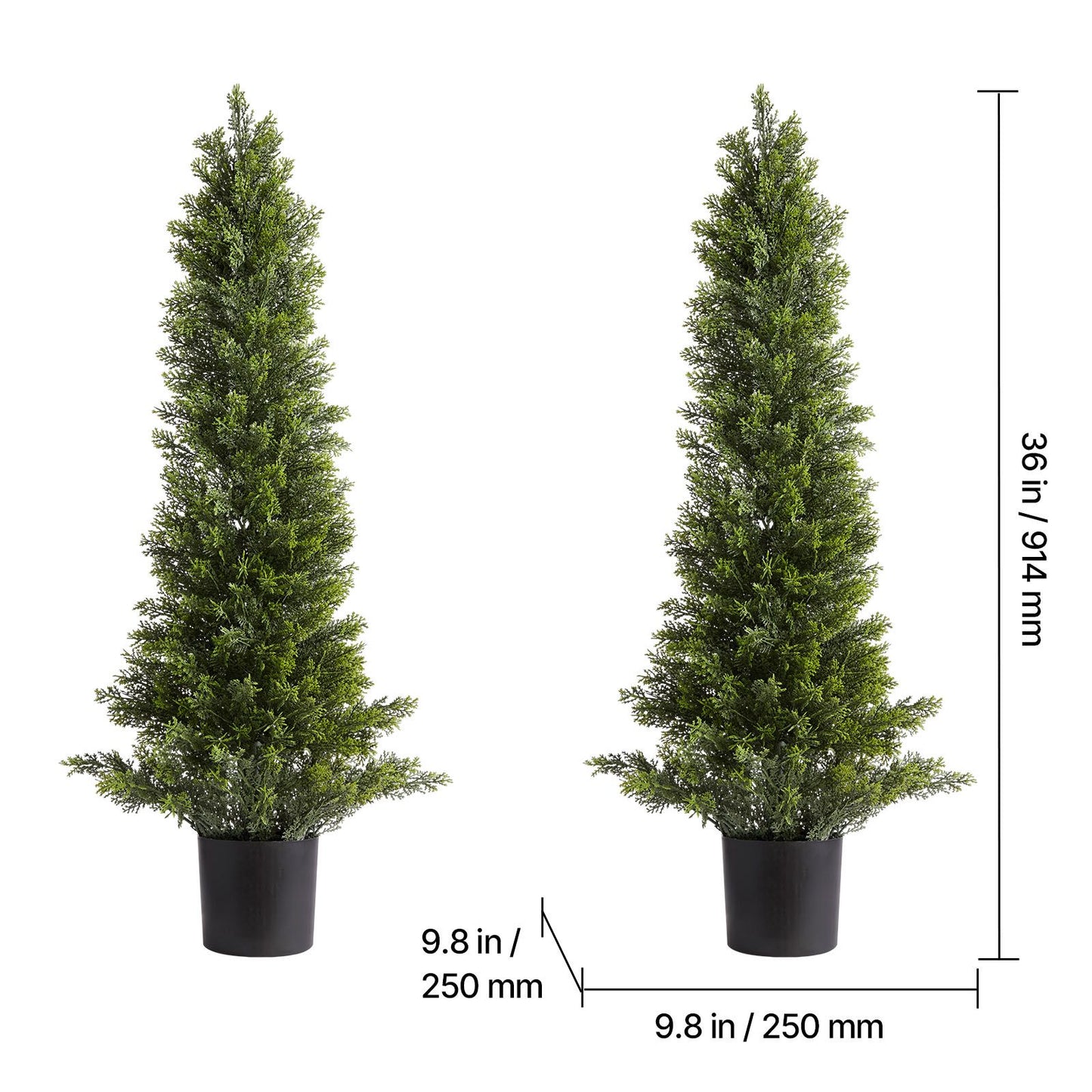 Artificial Topiary Cedar Trees – Realistic Faux Pine, 36 Inch, Weather-Resistant Set of 2