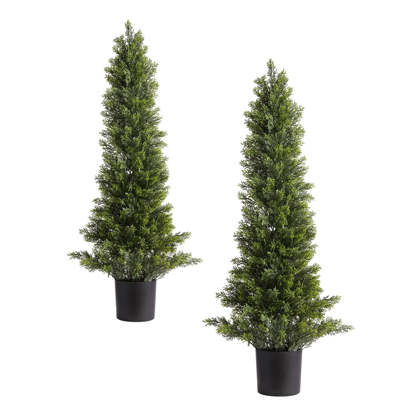 Artificial Topiary Cedar Trees – Realistic Faux Pine, 36 Inch, Weather-Resistant Set of 2