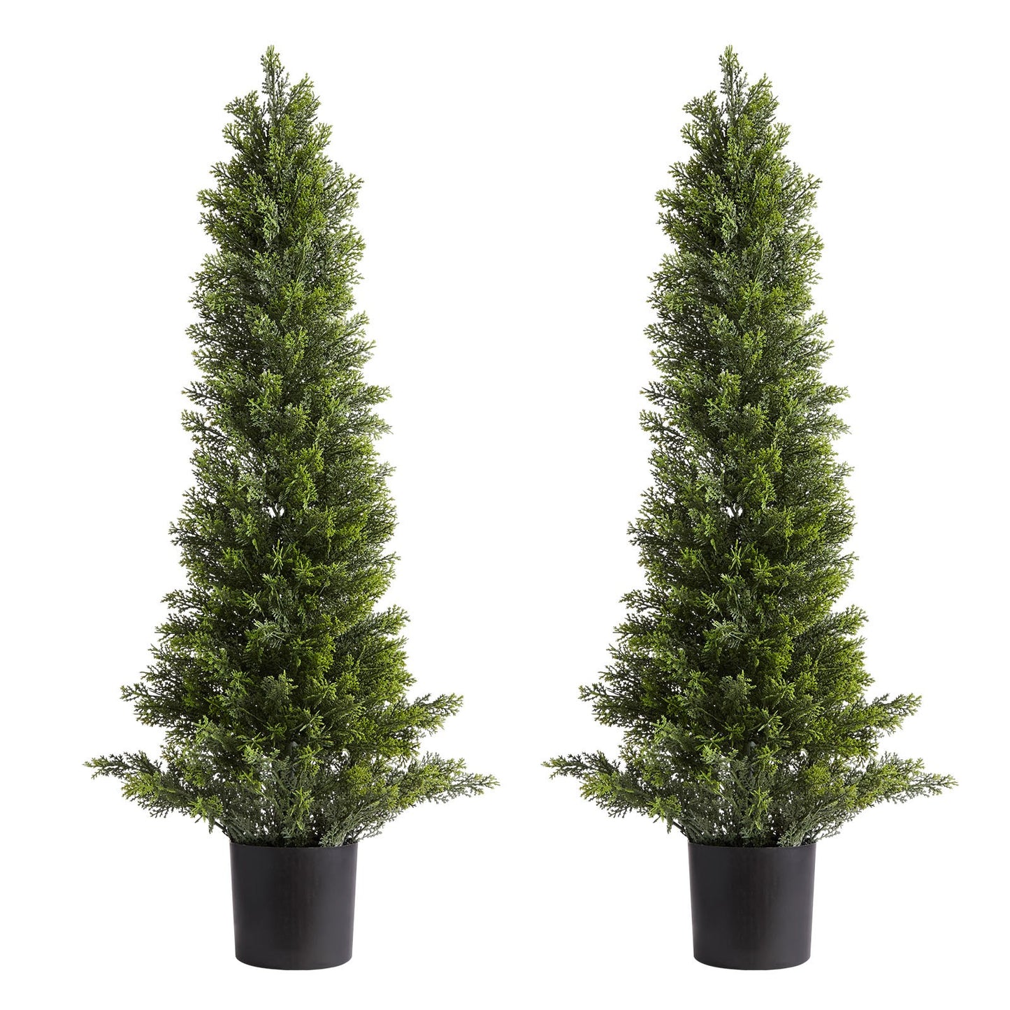 Artificial Topiary Cedar Trees – Realistic Faux Pine, 36 Inch, Weather-Resistant Set of 2