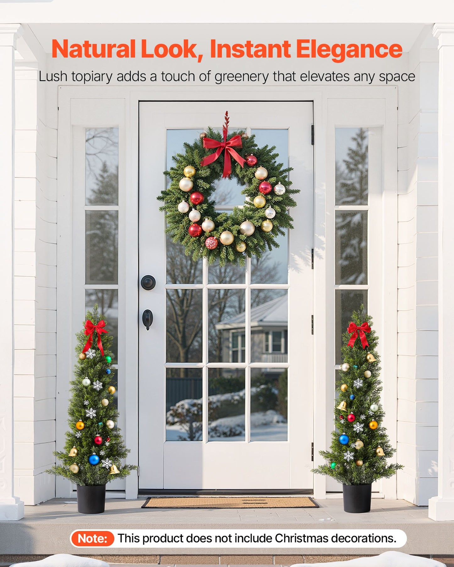 Artificial Topiary Cedar Trees – Realistic Faux Pine, 36 Inch, Weather-Resistant Set of 2
