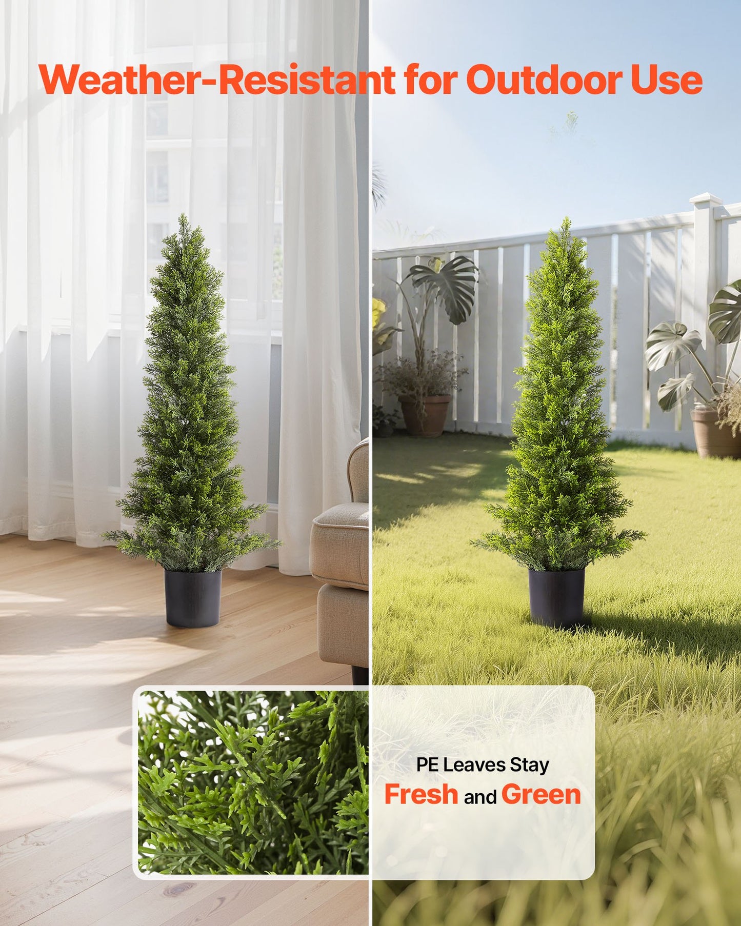 Artificial Topiary Cedar Trees – Realistic Faux Pine, 36 Inch, Weather-Resistant Set of 2