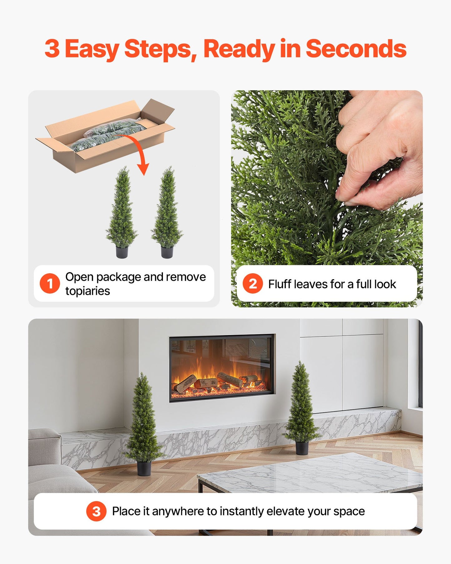 Artificial Topiary Cedar Trees – Realistic Faux Pine, 36 Inch, Weather-Resistant Set of 2