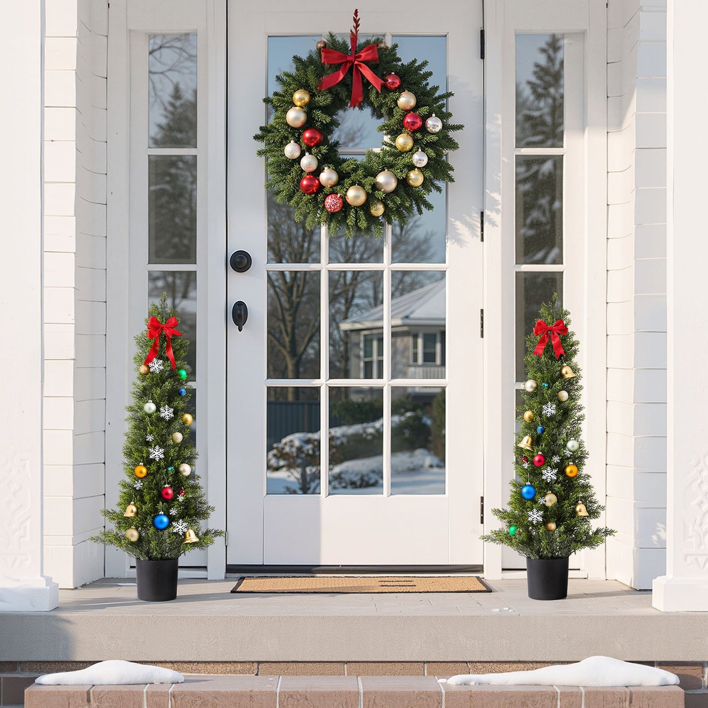 Artificial Topiary Cedar Trees – Realistic Faux Pine, 36 Inch, Weather-Resistant Set of 2