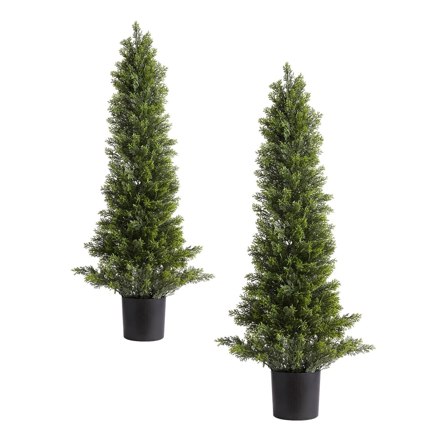 Artificial Topiary Cedar Trees – Realistic Faux Pine, 36 Inch, Weather-Resistant Set of 2