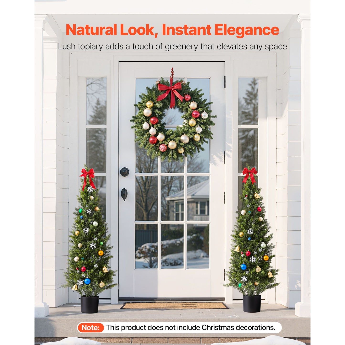 Artificial Topiary Cedar Trees – Realistic Faux Pine, 48 Inch, Weather-Resistant, Set of 2