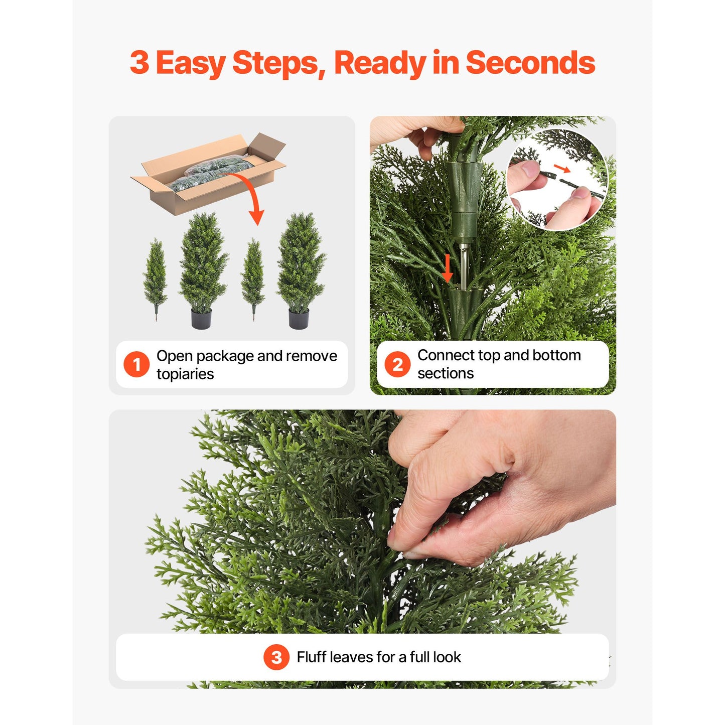 Artificial Topiary Cedar Trees – Realistic Faux Pine, 48 Inch, Weather-Resistant, Set of 2