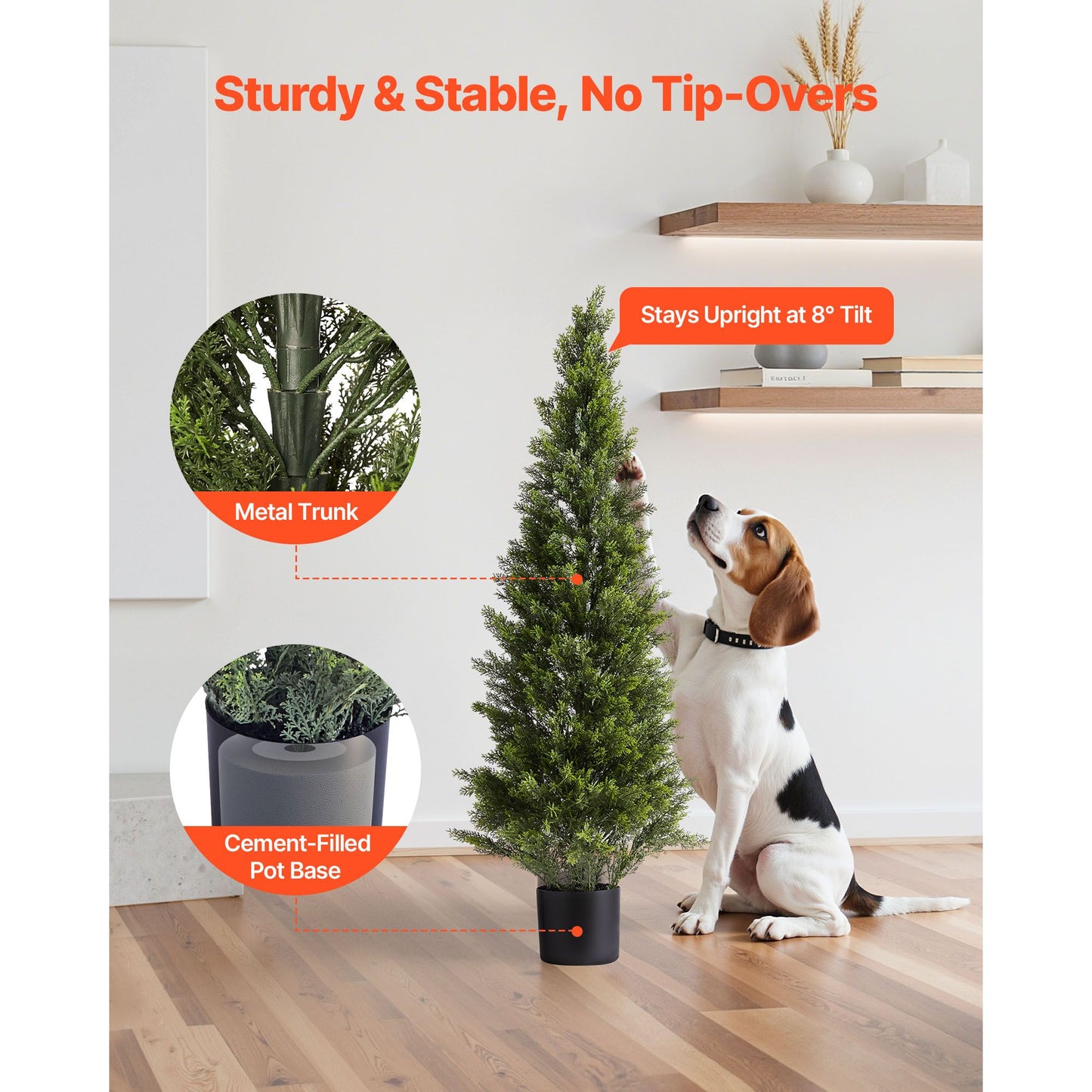 Artificial Topiary Cedar Trees – Realistic Faux Pine, 48 Inch, Weather-Resistant, Set of 2