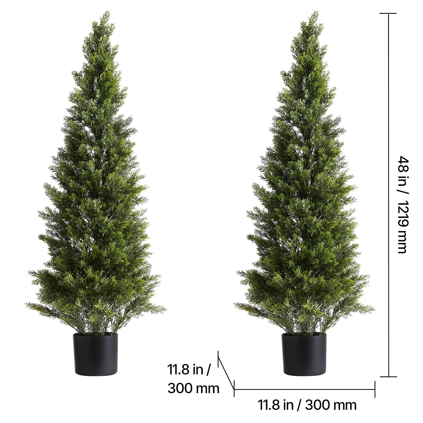 Artificial Topiary Cedar Trees – Realistic Faux Pine, 48 Inch, Weather-Resistant, Set of 2