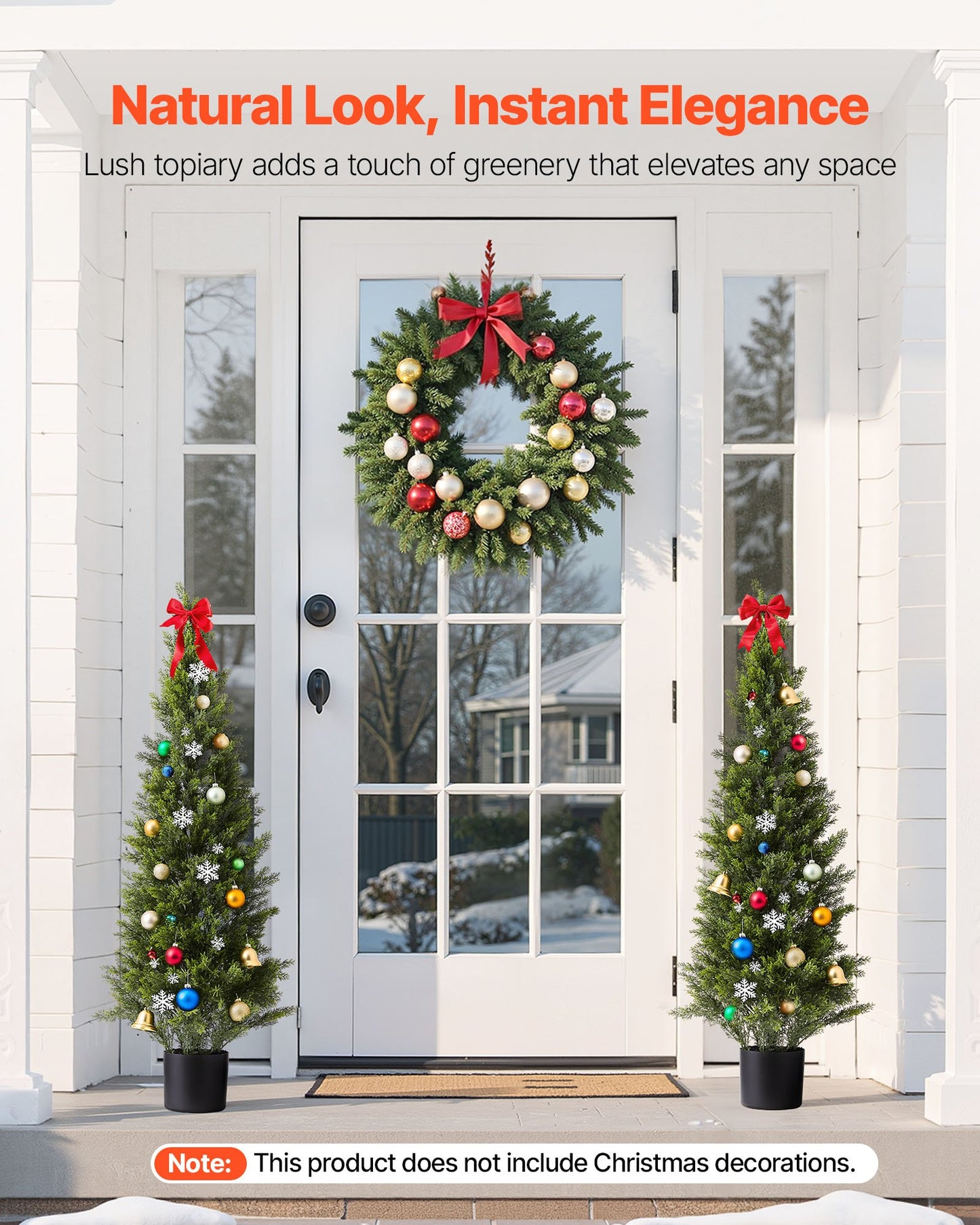 Artificial Topiary Cedar Trees – Realistic Faux Pine, 48 Inch, Weather-Resistant, Set of 2