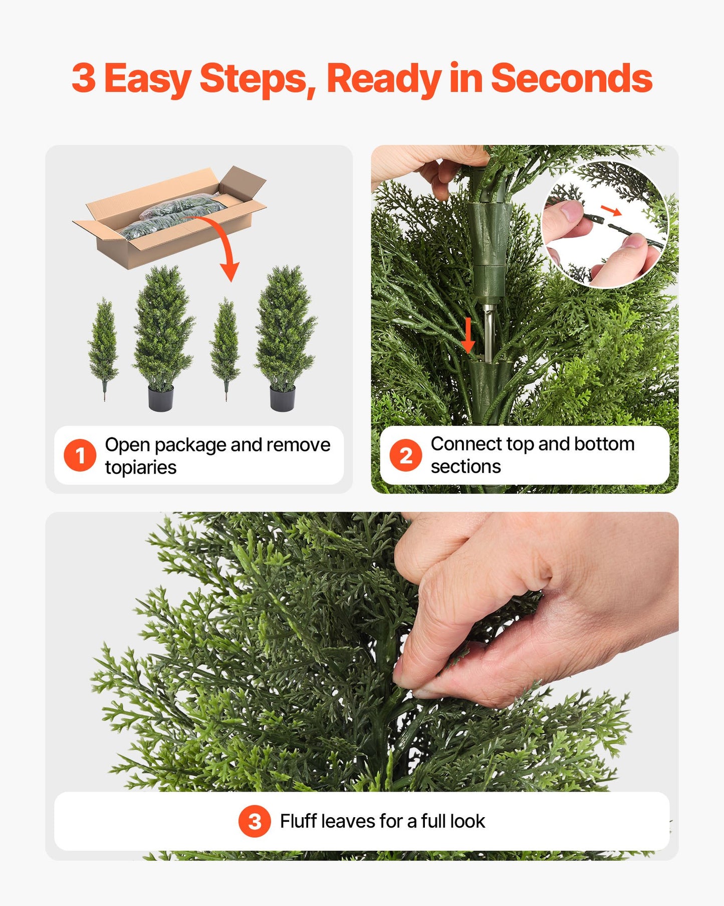 Artificial Topiary Cedar Trees – Realistic Faux Pine, 48 Inch, Weather-Resistant, Set of 2