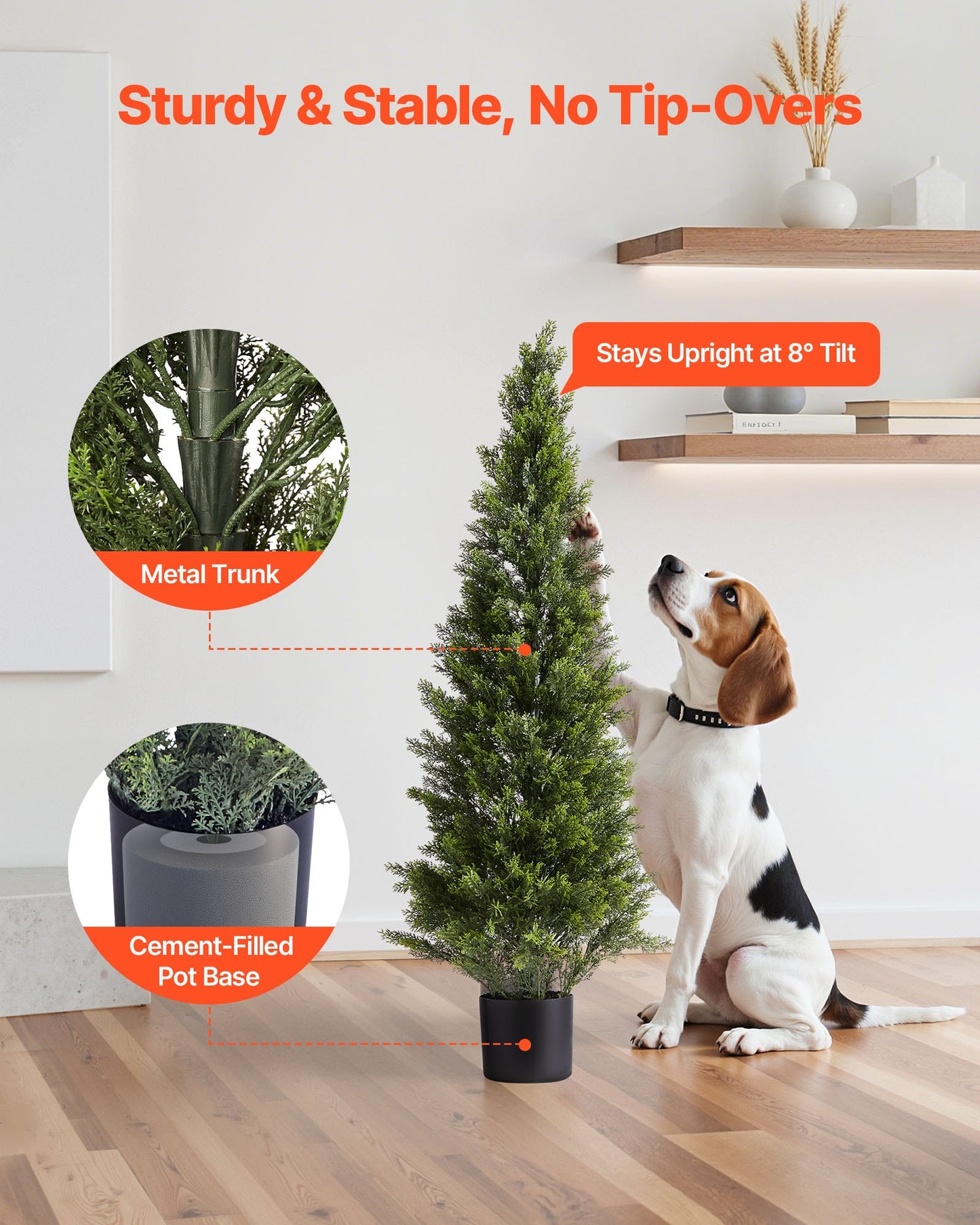 Artificial Topiary Cedar Trees – Realistic Faux Pine, 48 Inch, Weather-Resistant, Set of 2