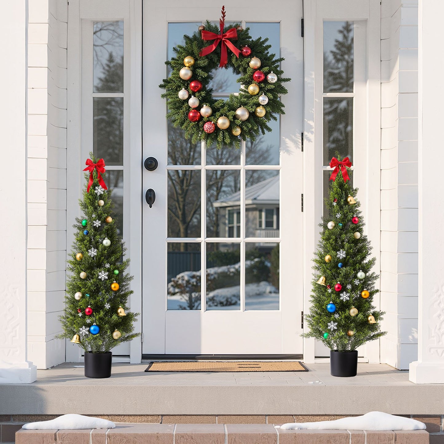 Artificial Topiary Cedar Trees – Realistic Faux Pine, 48 Inch, Weather-Resistant, Set of 2