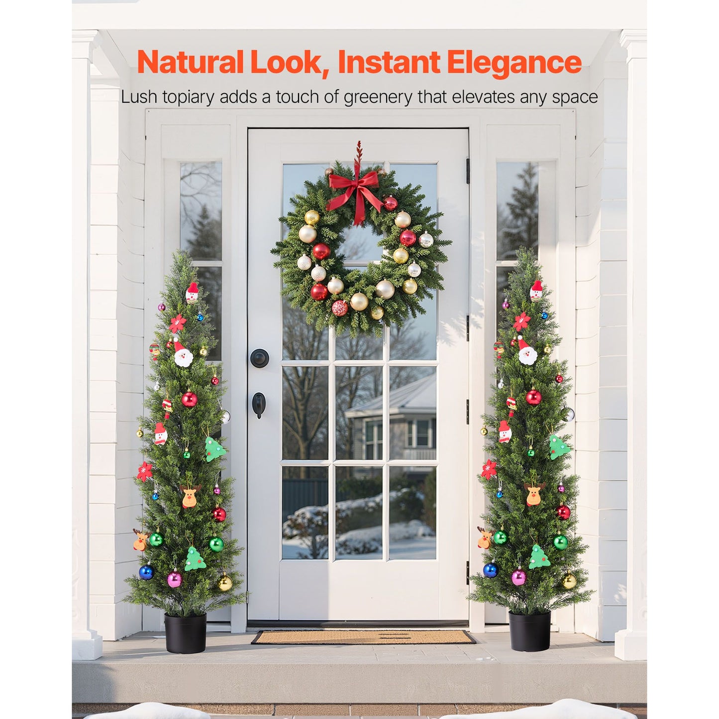 Artificial Topiary Cedar Trees – Realistic 60-Inch Faux Pine, Easy Assembly