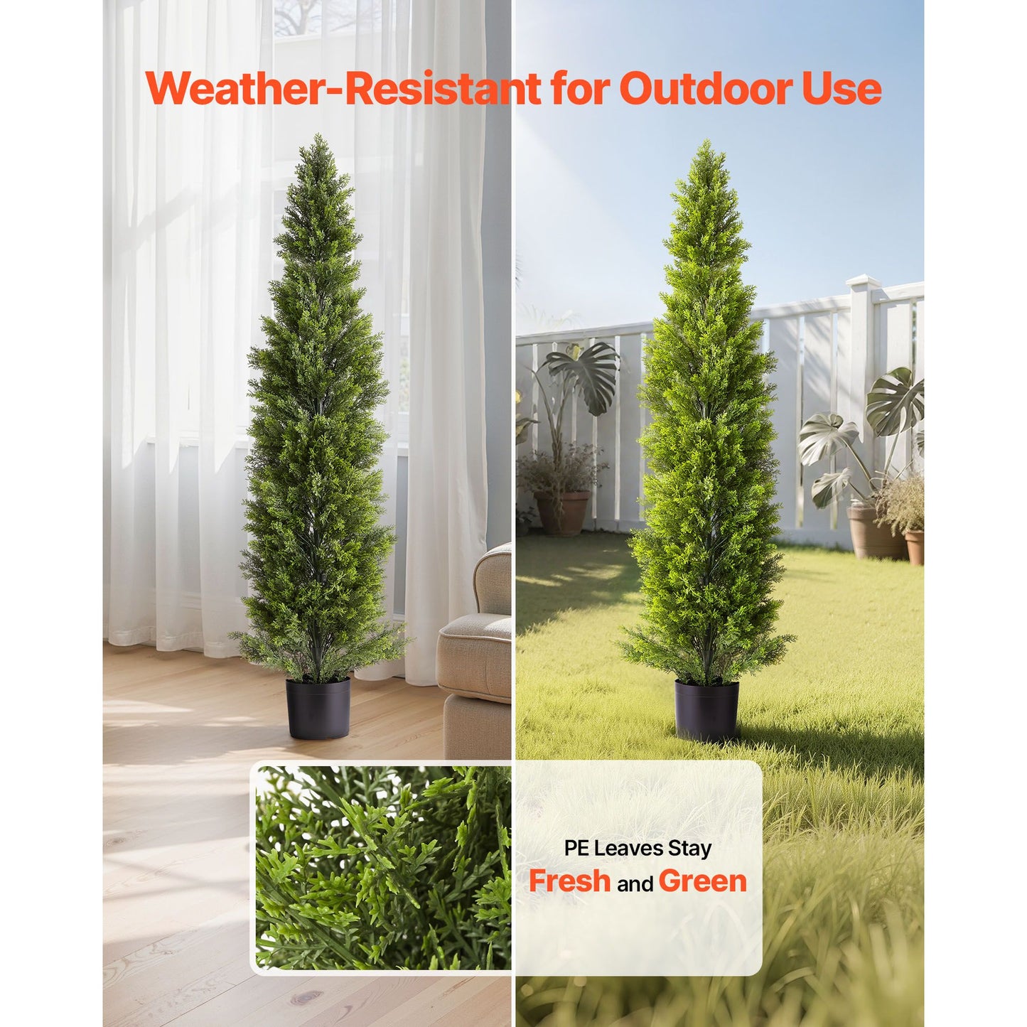 Artificial Topiary Cedar Trees – Realistic 60-Inch Faux Pine, Easy Assembly