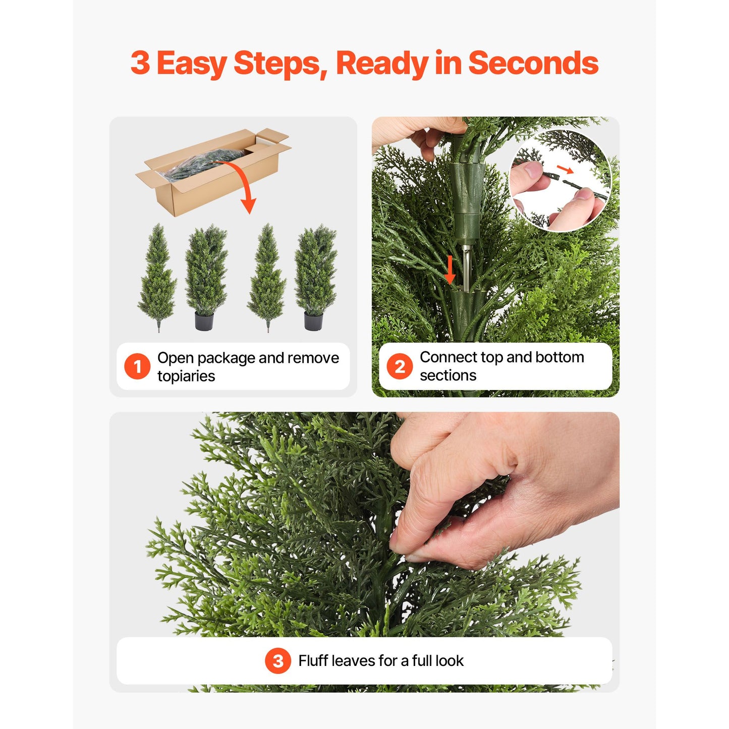 Artificial Topiary Cedar Trees – Realistic 60-Inch Faux Pine, Easy Assembly