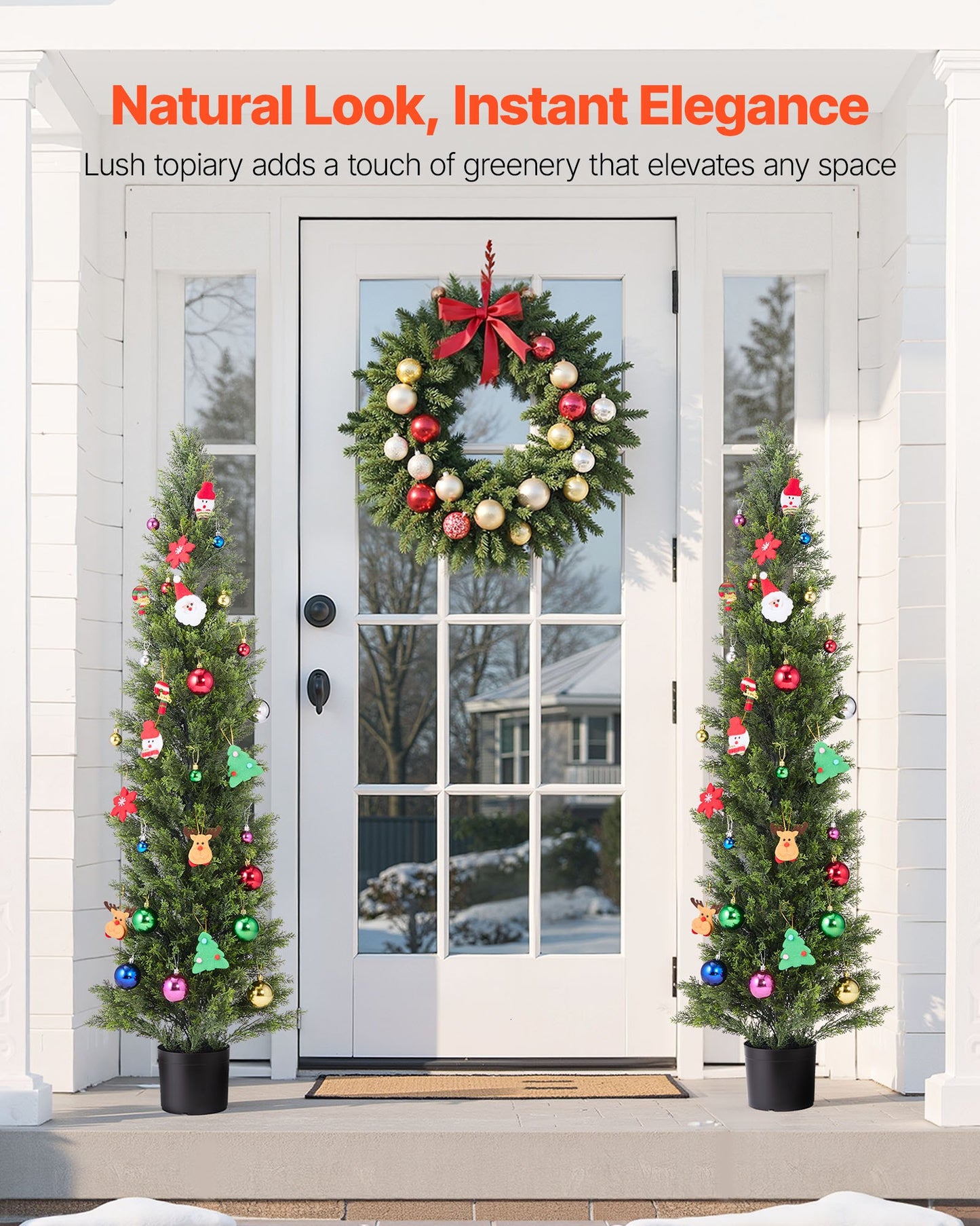 Artificial Topiary Cedar Trees – Realistic 60-Inch Faux Pine, Easy Assembly
