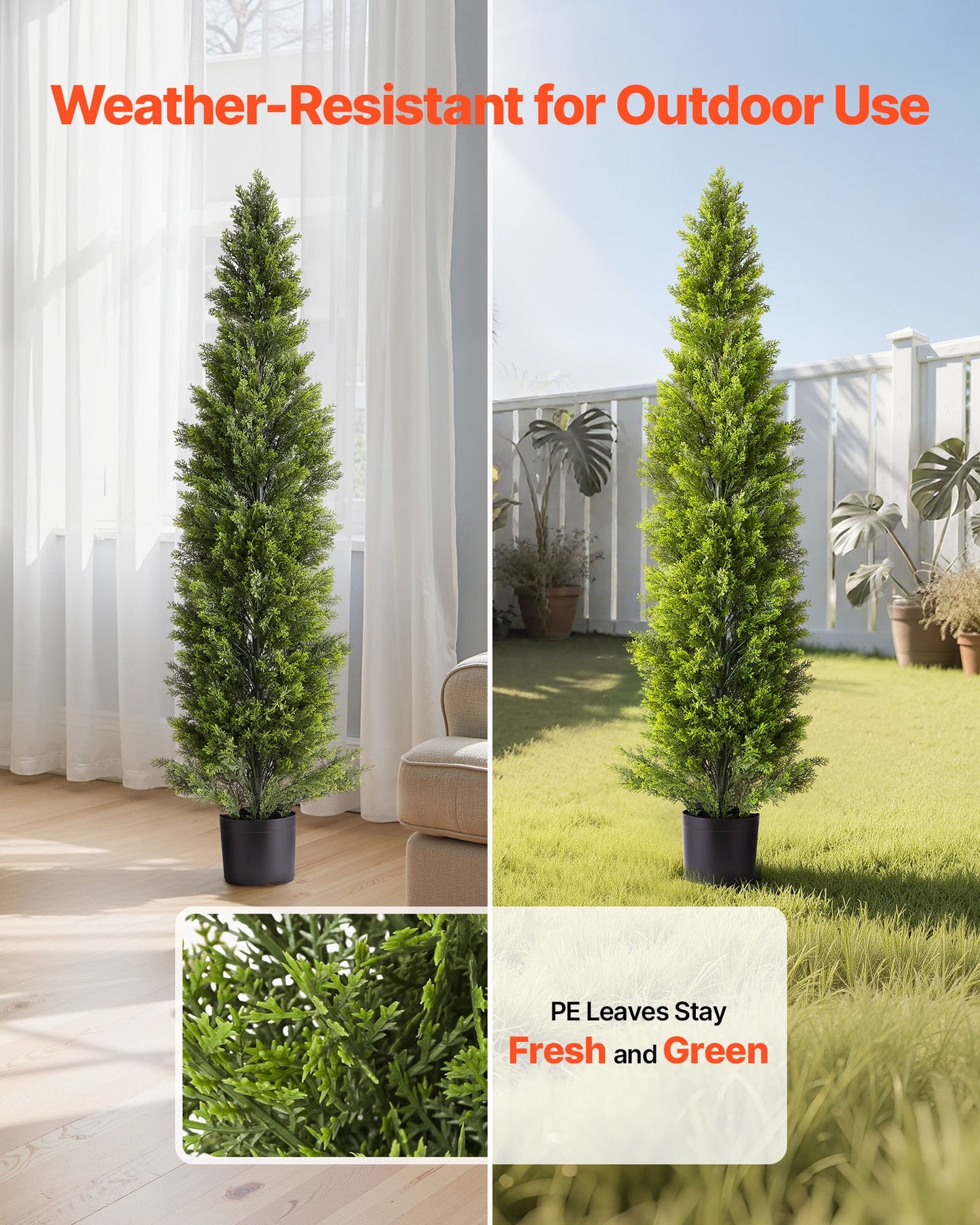Artificial Topiary Cedar Trees – Realistic 60-Inch Faux Pine, Easy Assembly