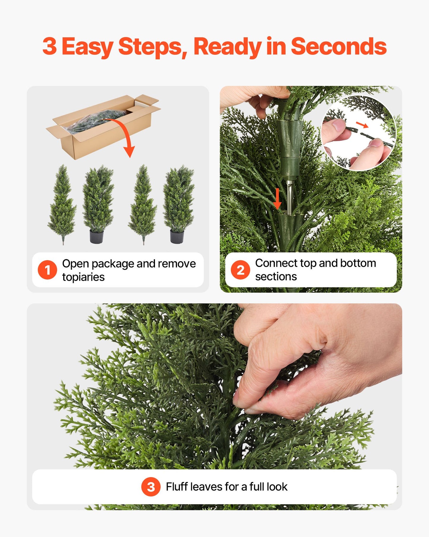 Artificial Topiary Cedar Trees – Realistic 60-Inch Faux Pine, Easy Assembly