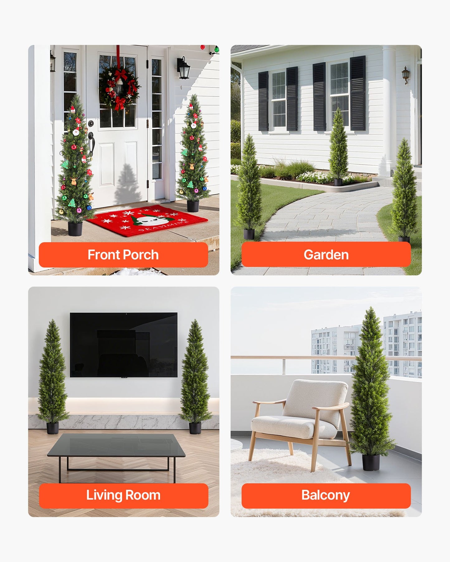 Artificial Topiary Cedar Trees – Realistic 60-Inch Faux Pine, Easy Assembly
