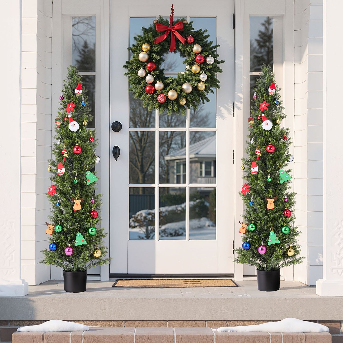 Artificial Topiary Cedar Trees – Realistic 60-Inch Faux Pine, Easy Assembly