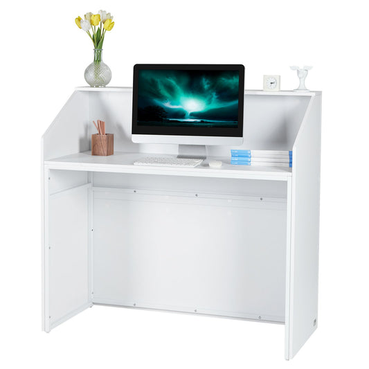Reception Desk – Spacious White MDF Counter for Office and Retail