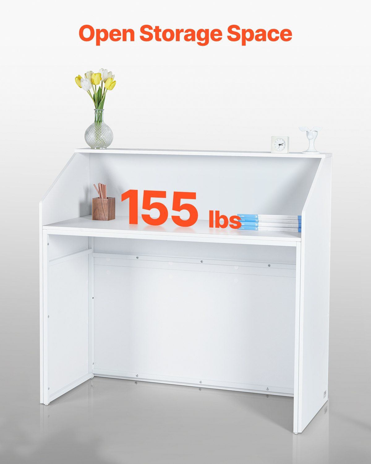 Reception Desk – Spacious White MDF Counter for Office and Retail