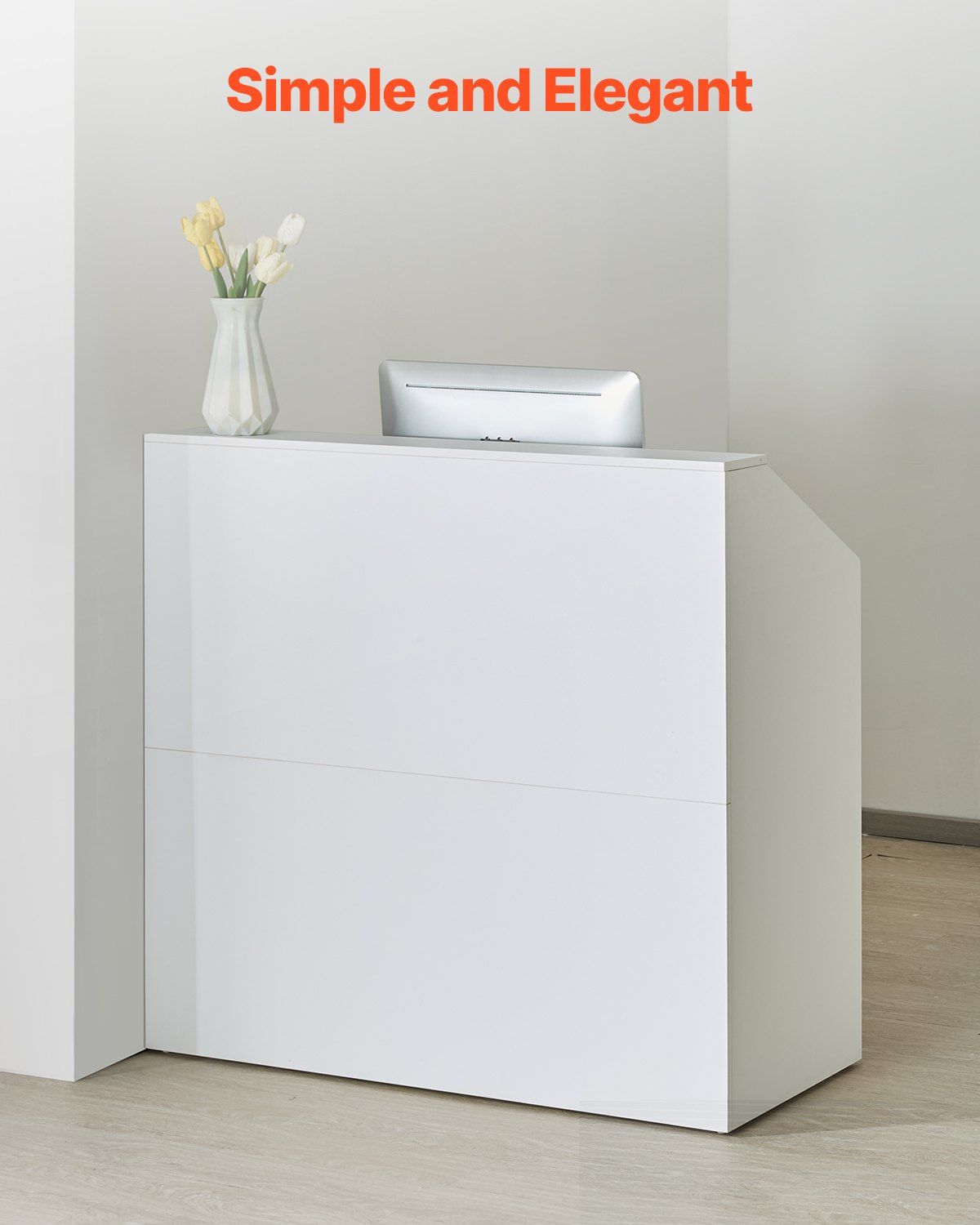 Reception Desk – Spacious White MDF Counter for Office and Retail