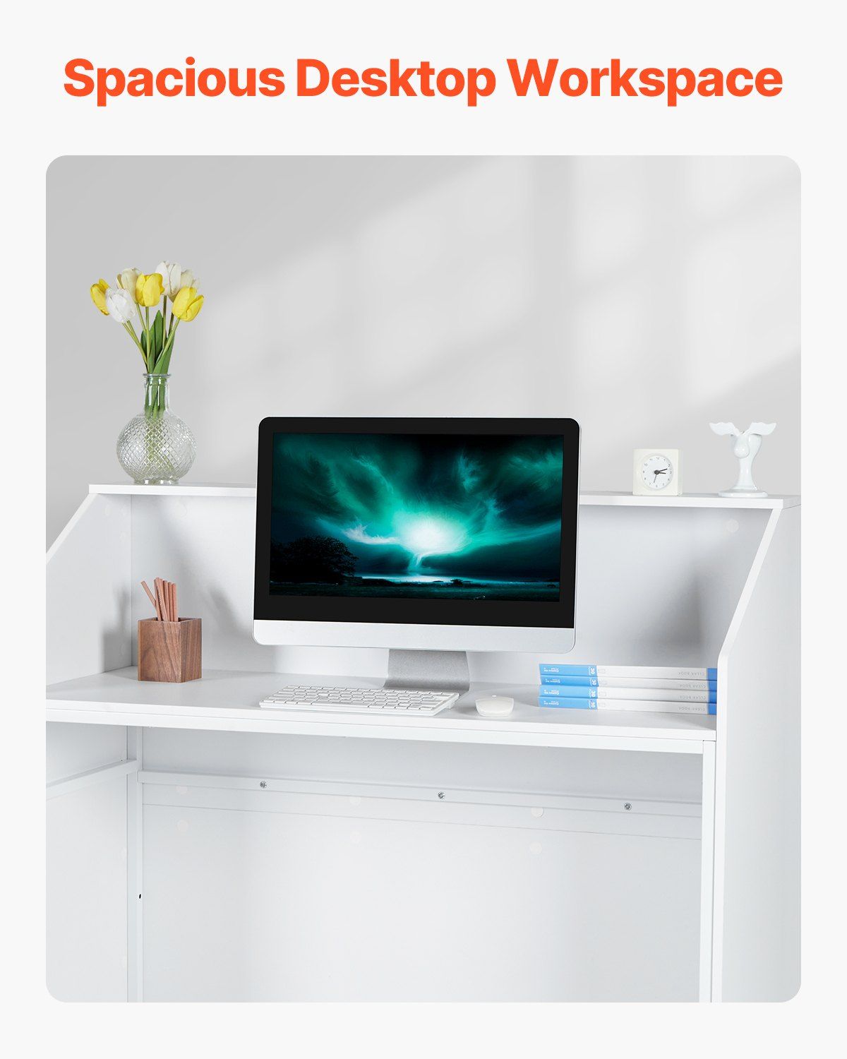 Reception Desk – Spacious White MDF Counter for Office and Retail