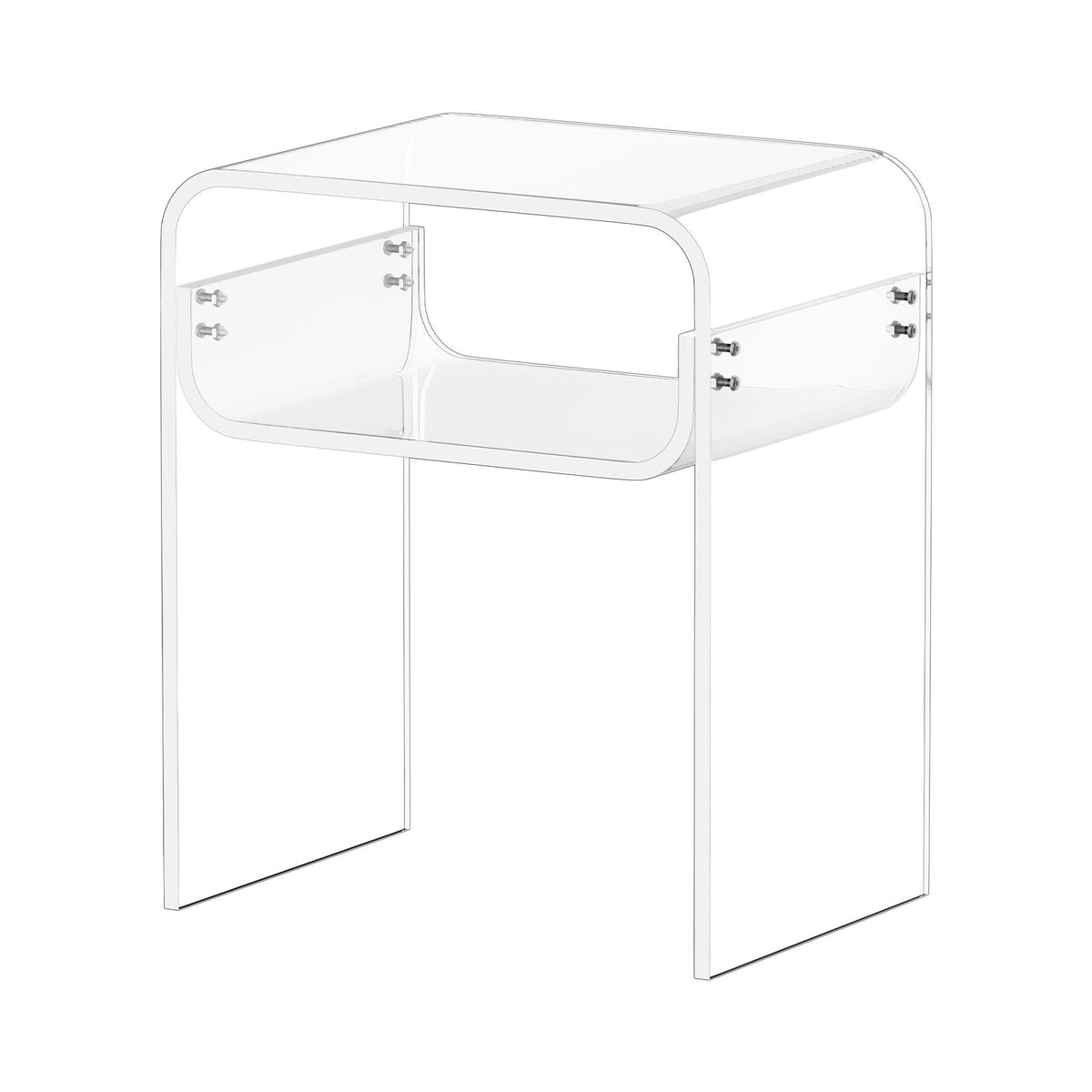 Acrylic Side Table, 2 Tiers Clear Bedside Table with Storage Shelf, Modern Rectangle Acrylic End Desk, Transparent Thick Nightstand for Bedroom, Living Room, Study, 30 x 40 x 50 cm (Clear)
