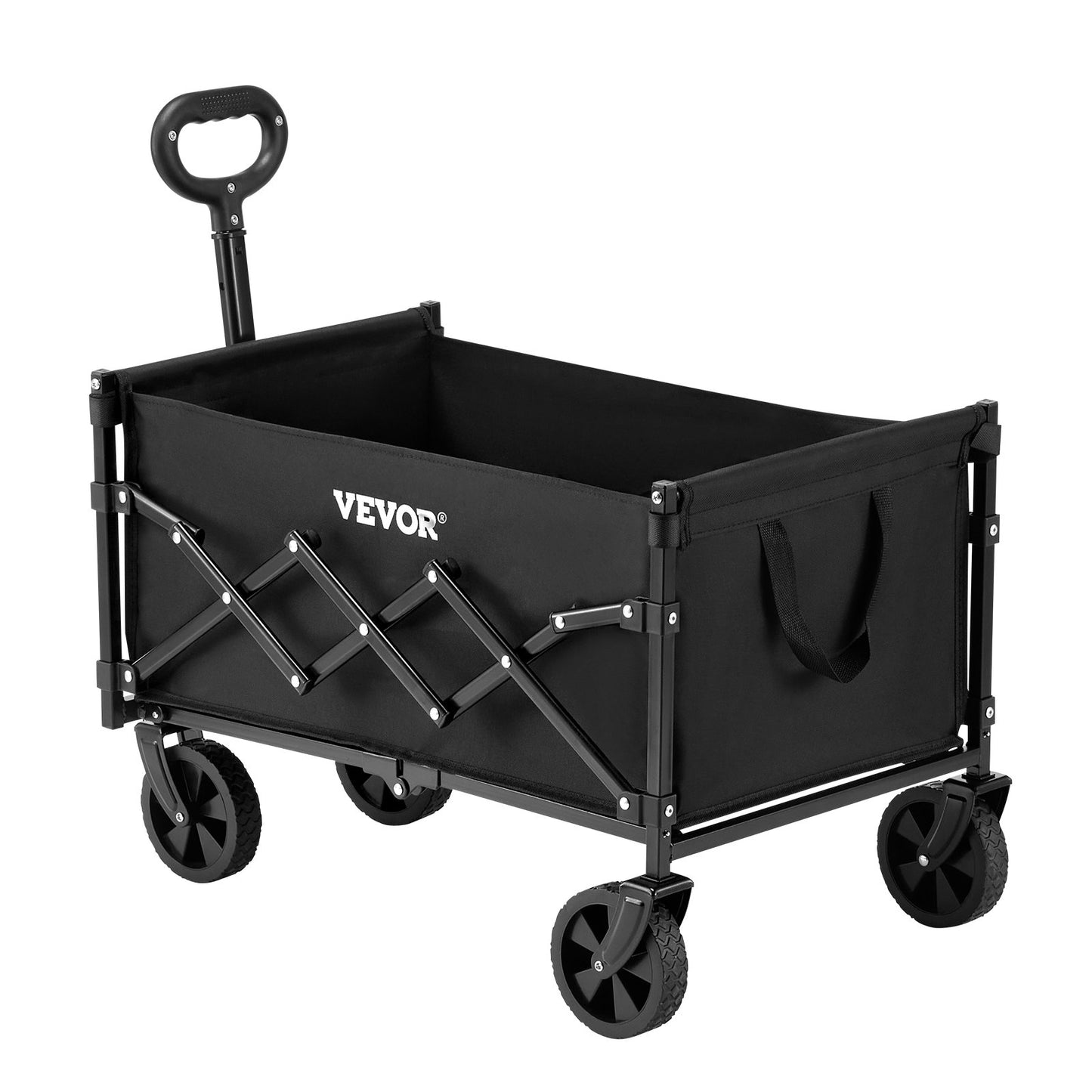 Collapsible Wagon – Heavy Duty 225 lbs, 120L, All-Terrain Wheels, Black