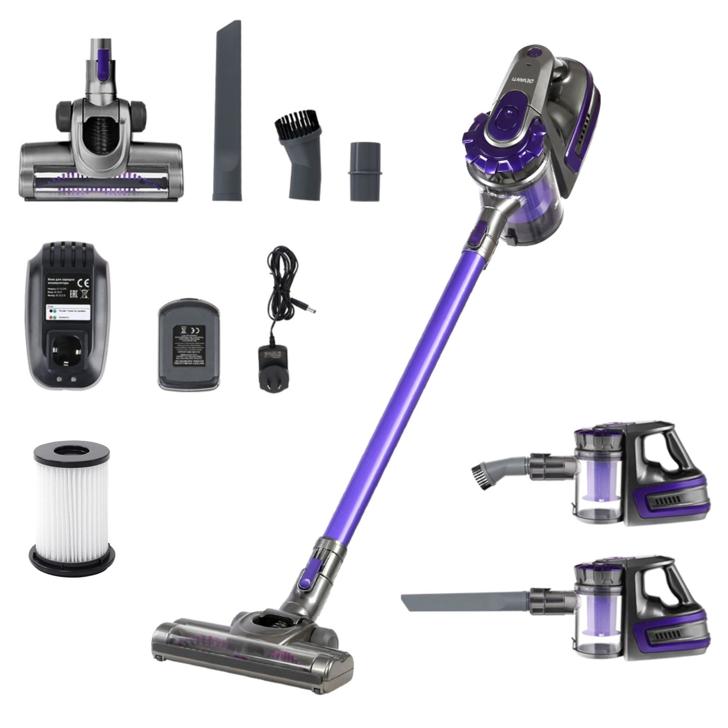 Devanti Stick Vacuum Cleaner – Cordless Bagless 150W, Purple