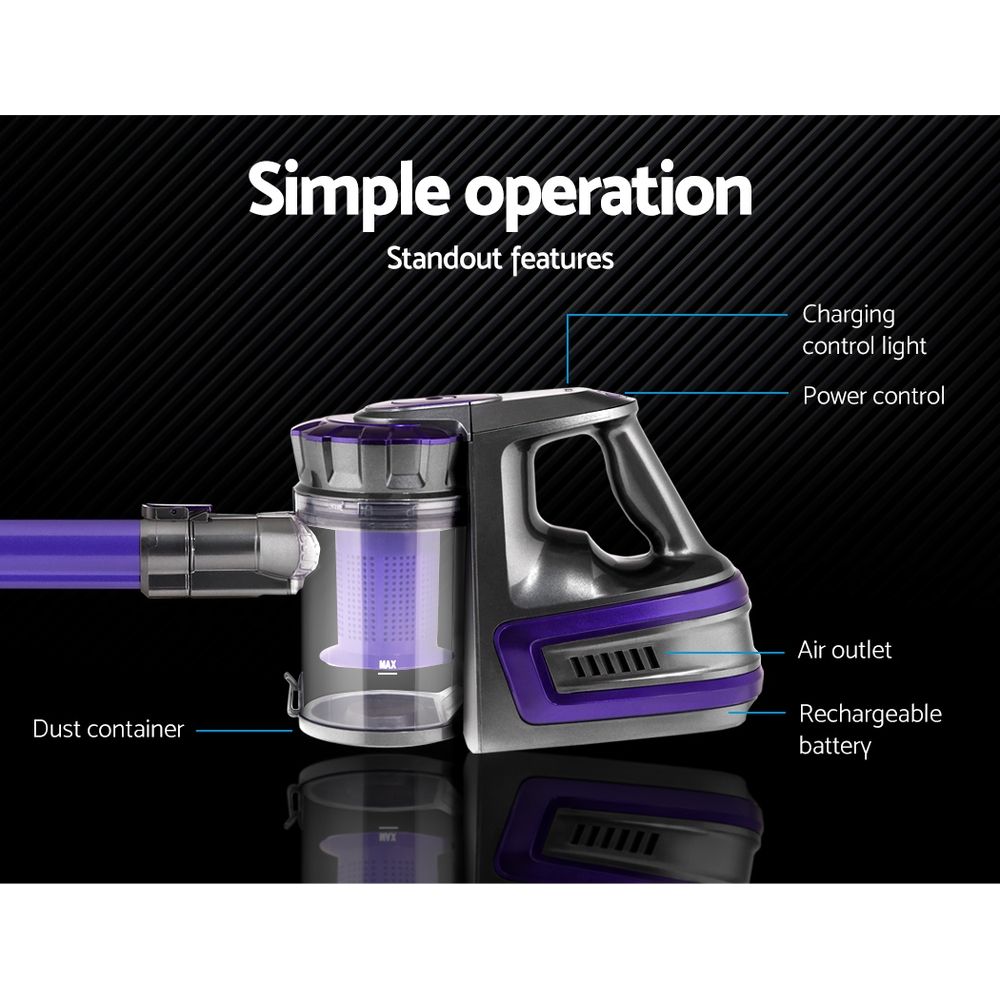 Devanti Stick Vacuum Cleaner – Cordless Bagless 150W, Purple