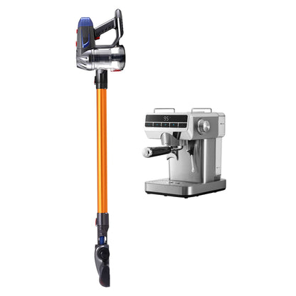 Devanti K7 Gold Cordless Stick Vacuum & Espresso Machine Bundle – LED Display