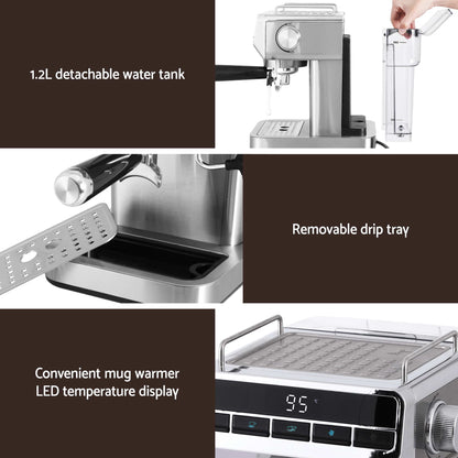 Devanti K7 Gold Cordless Stick Vacuum & Espresso Machine Bundle – LED Display