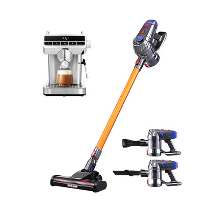 Devanti K7 Gold Cordless Stick Vacuum & Espresso Machine Bundle – LED Display