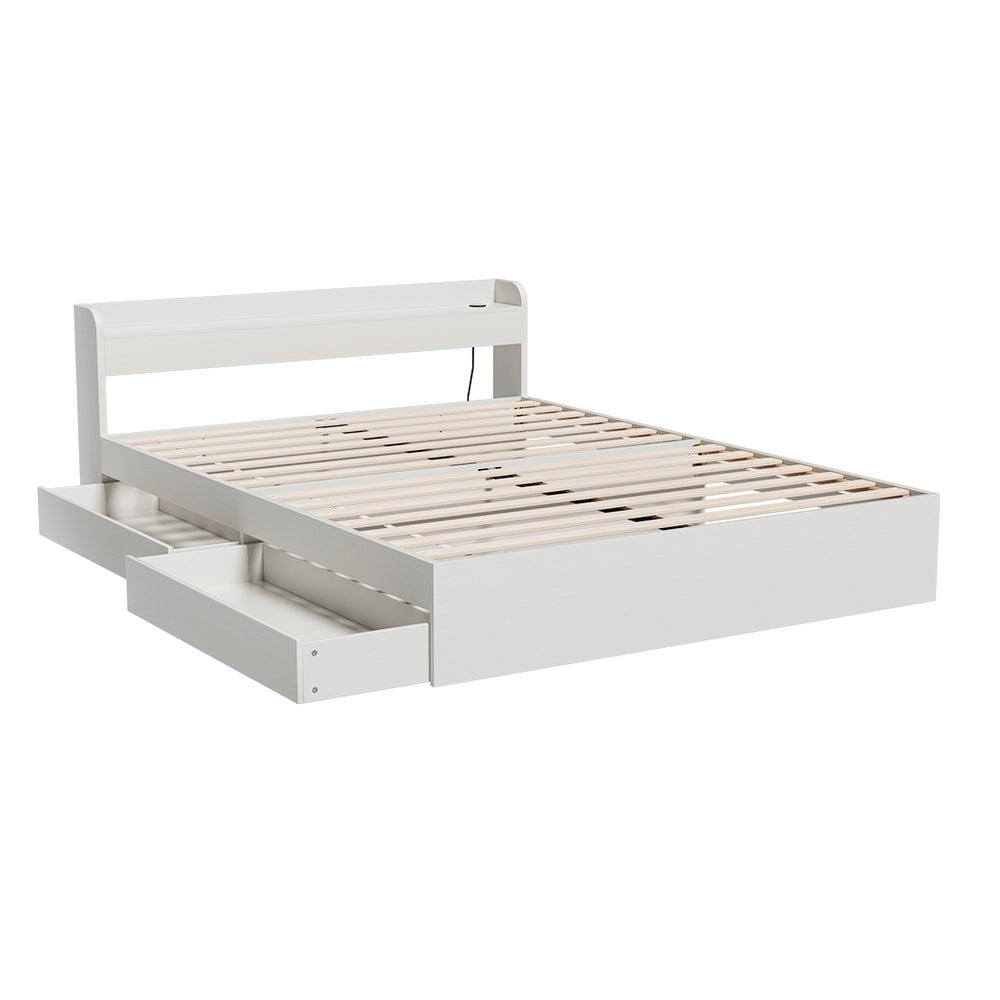 Artiss Bed Frame Mattress Base with Charging Ports and 2 Storage Drawers