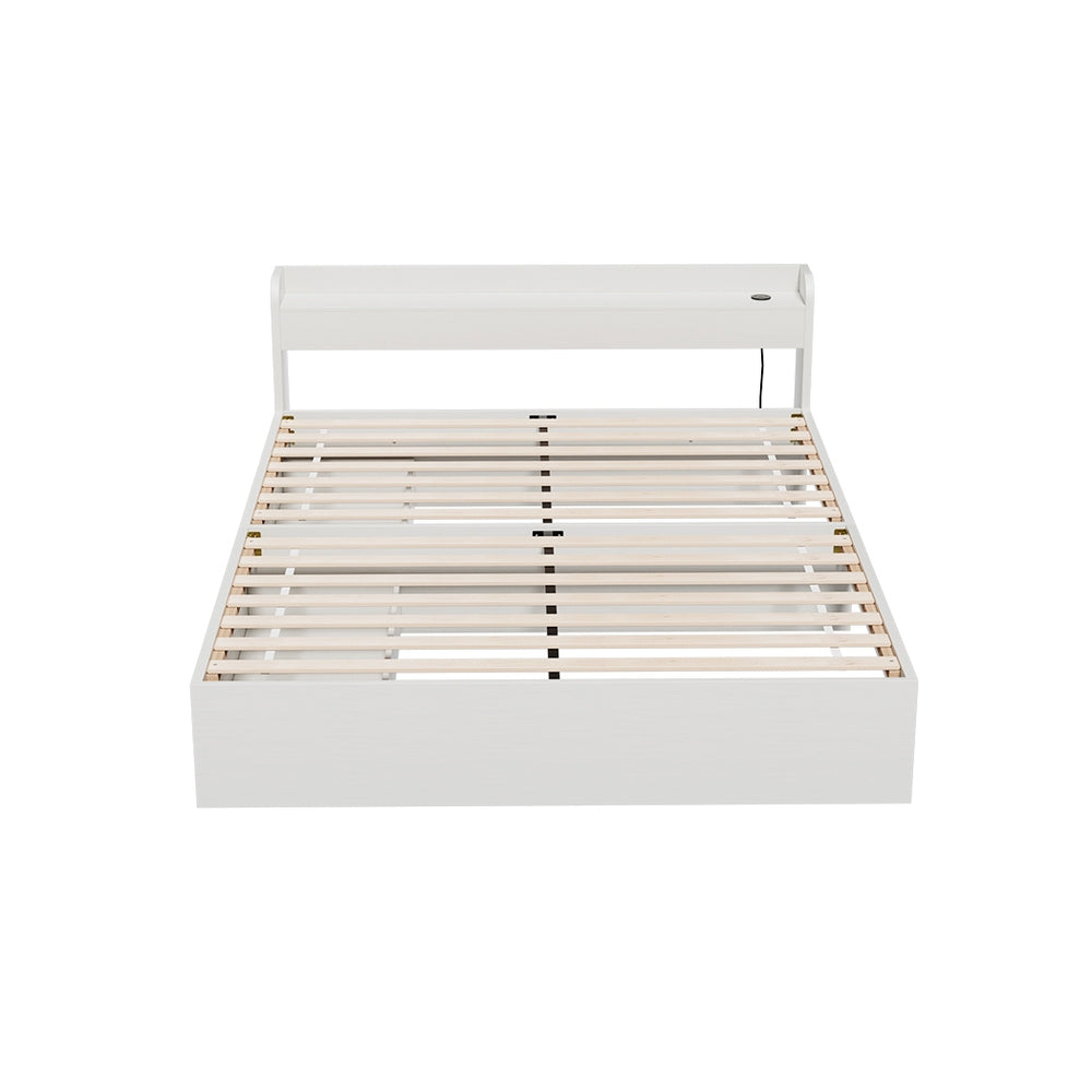 Artiss Bed Frame Mattress Base with Charging Ports and 2 Storage Drawers