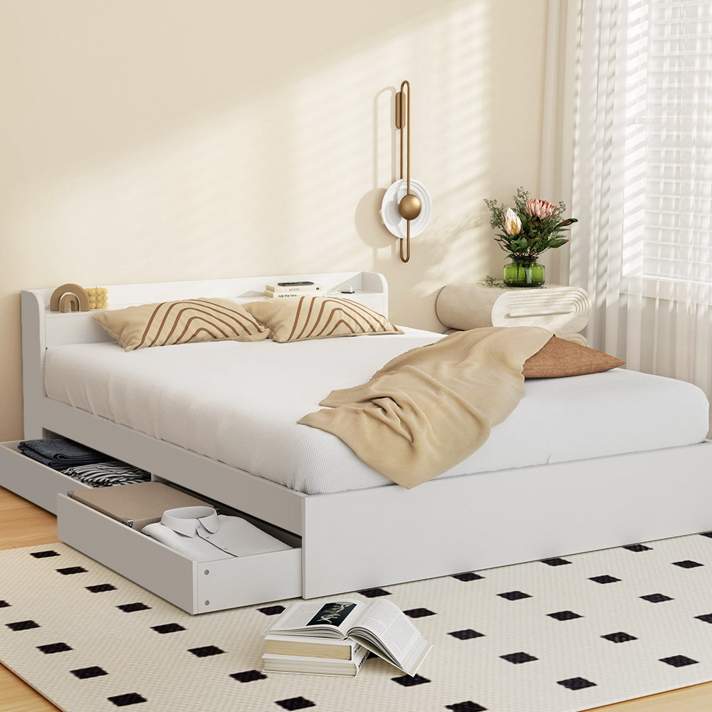 Artiss Bed Frame Mattress Base with Charging Ports and 2 Storage Drawers