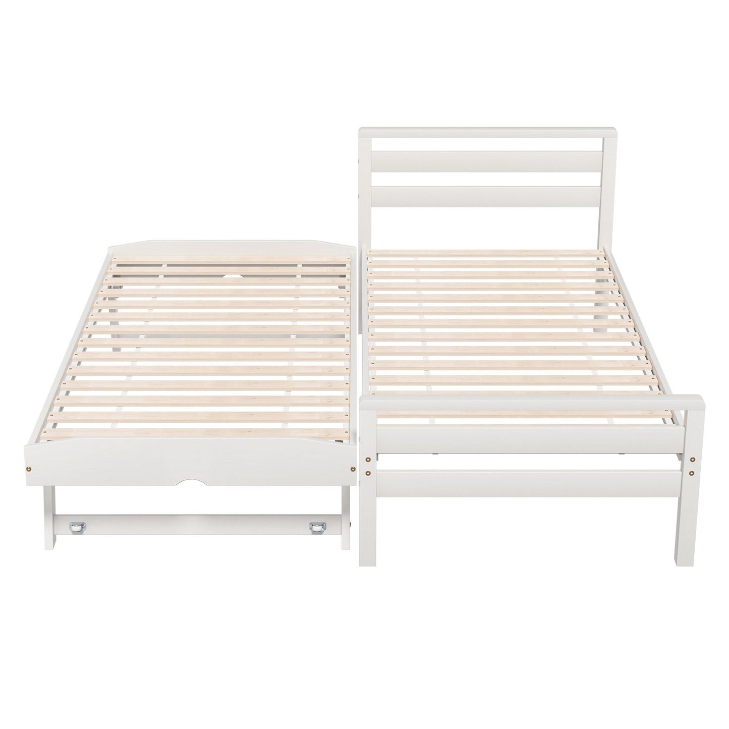 Avis Bed Frame – 2-in-1 Trundle, Single Size, White Pinewood