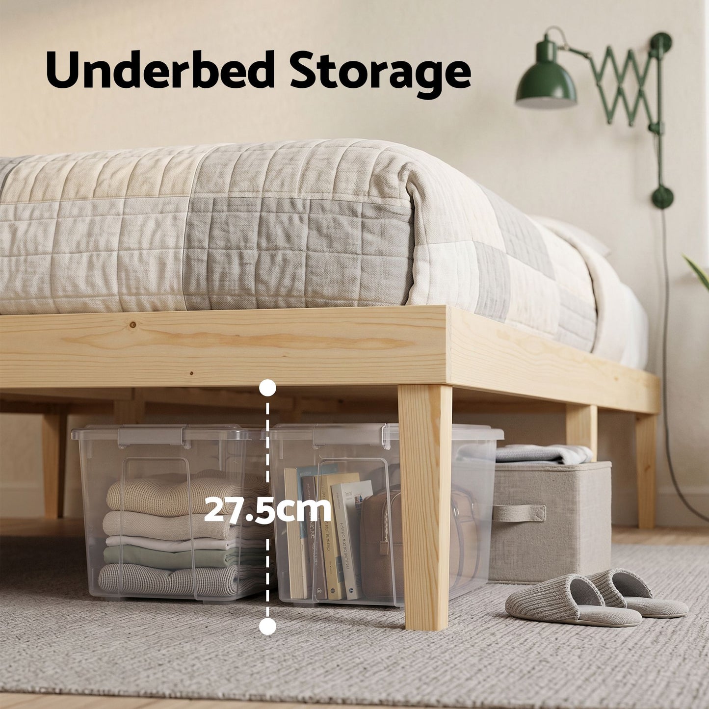 King size Bruno bed frame by The Willow Stone Collective, solid pinewood platform with a modern, sturdy bedroom furniture design.