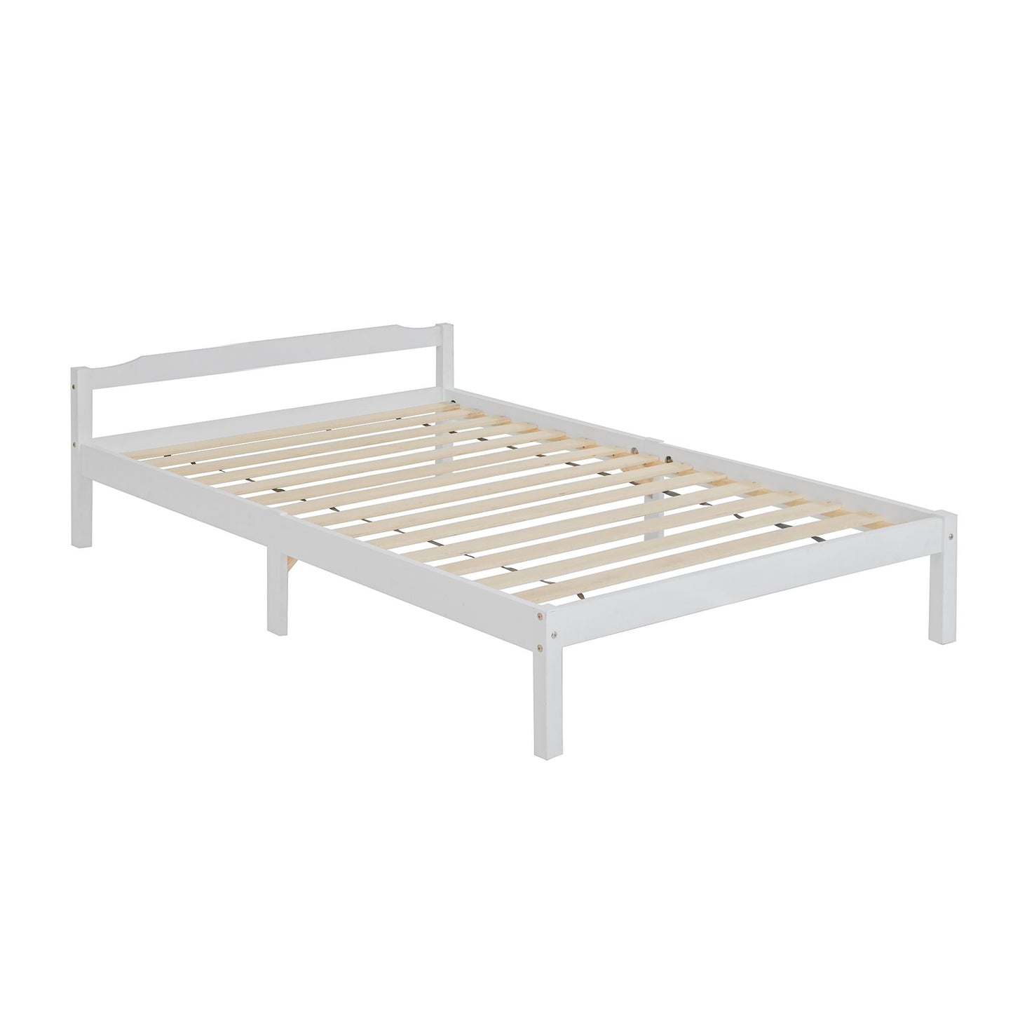 TWSC Bed Frame Double Size Wooden White LEXI
