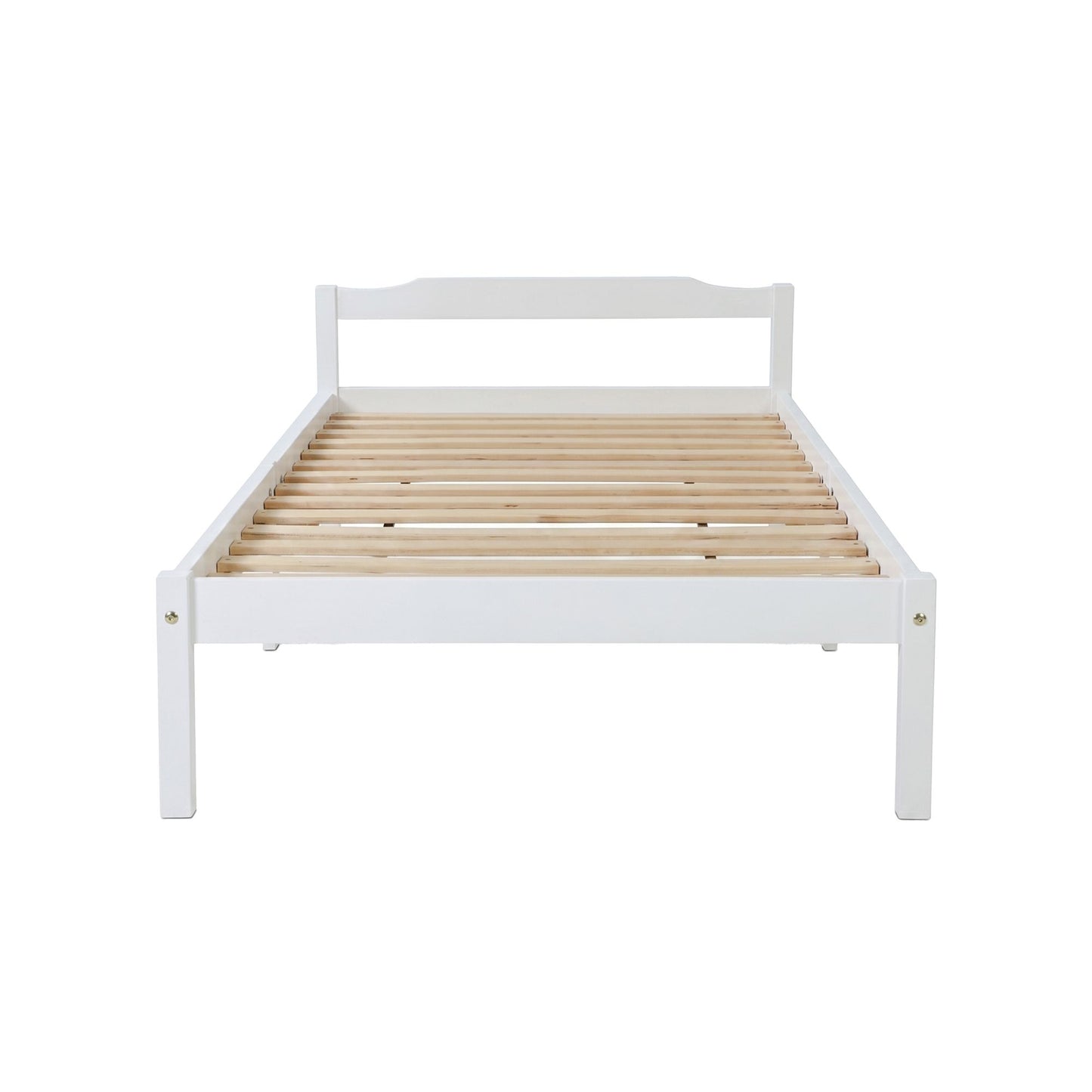TWSC Bed Frame Single Size Wooden White LEXI