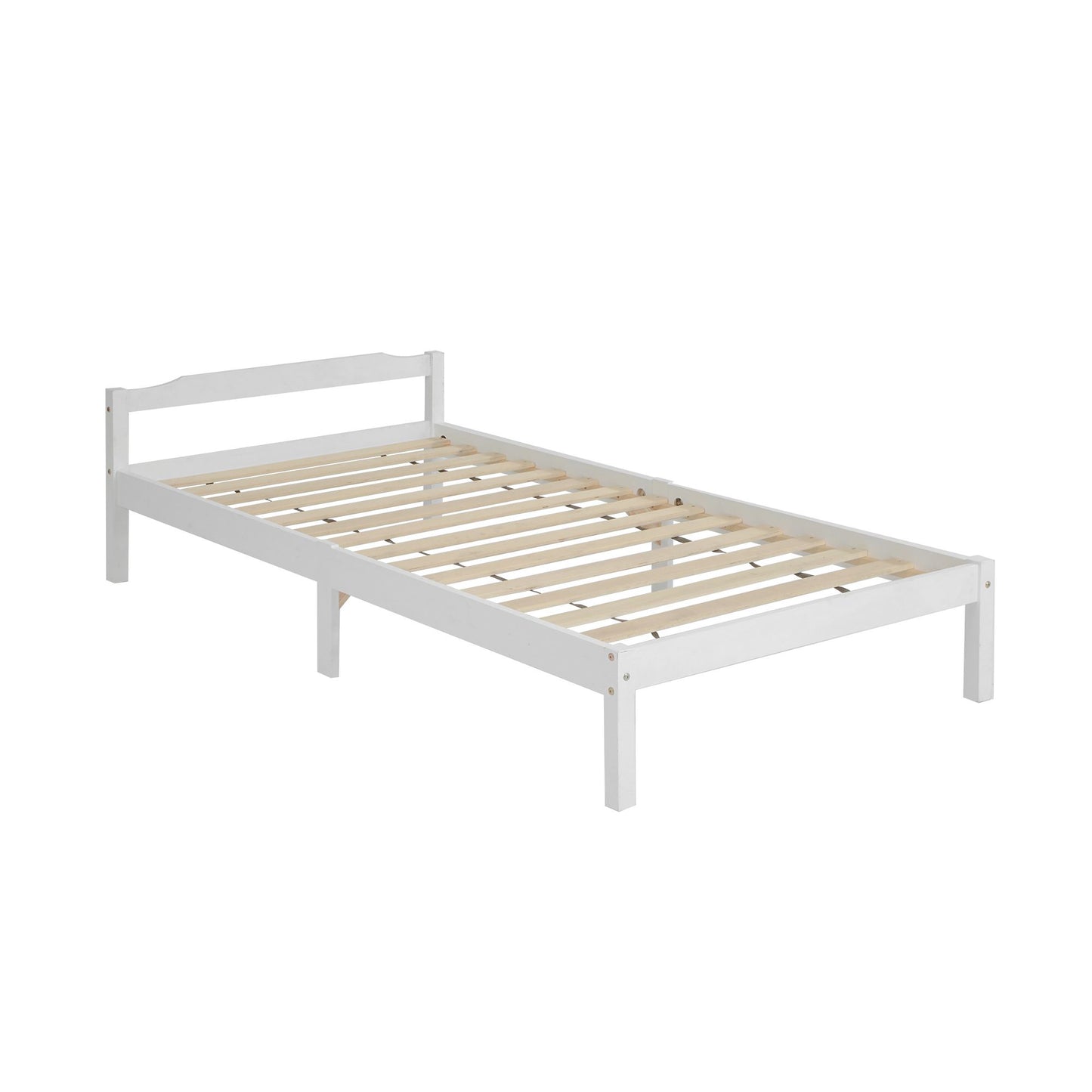 TWSC Bed Frame Single Size Wooden White LEXI
