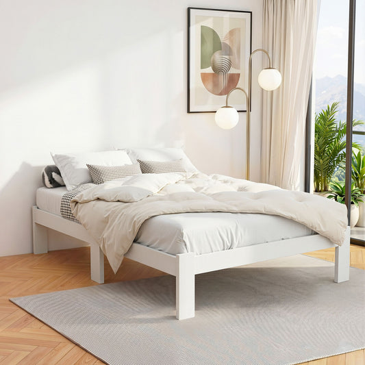 TWSC Bed Frame Double Size Wooden White JADE