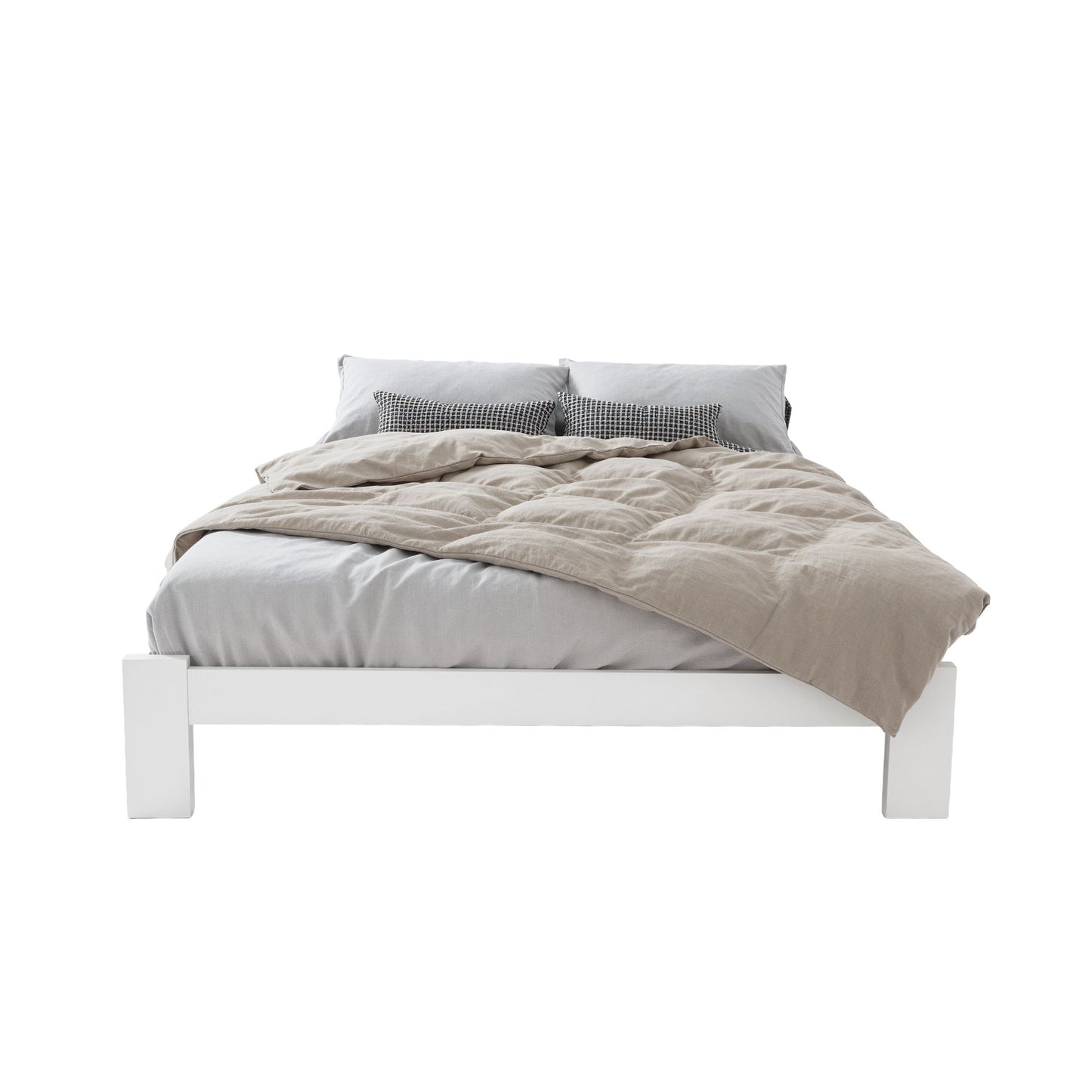 TWSC Bed Frame Double Size Wooden White JADE