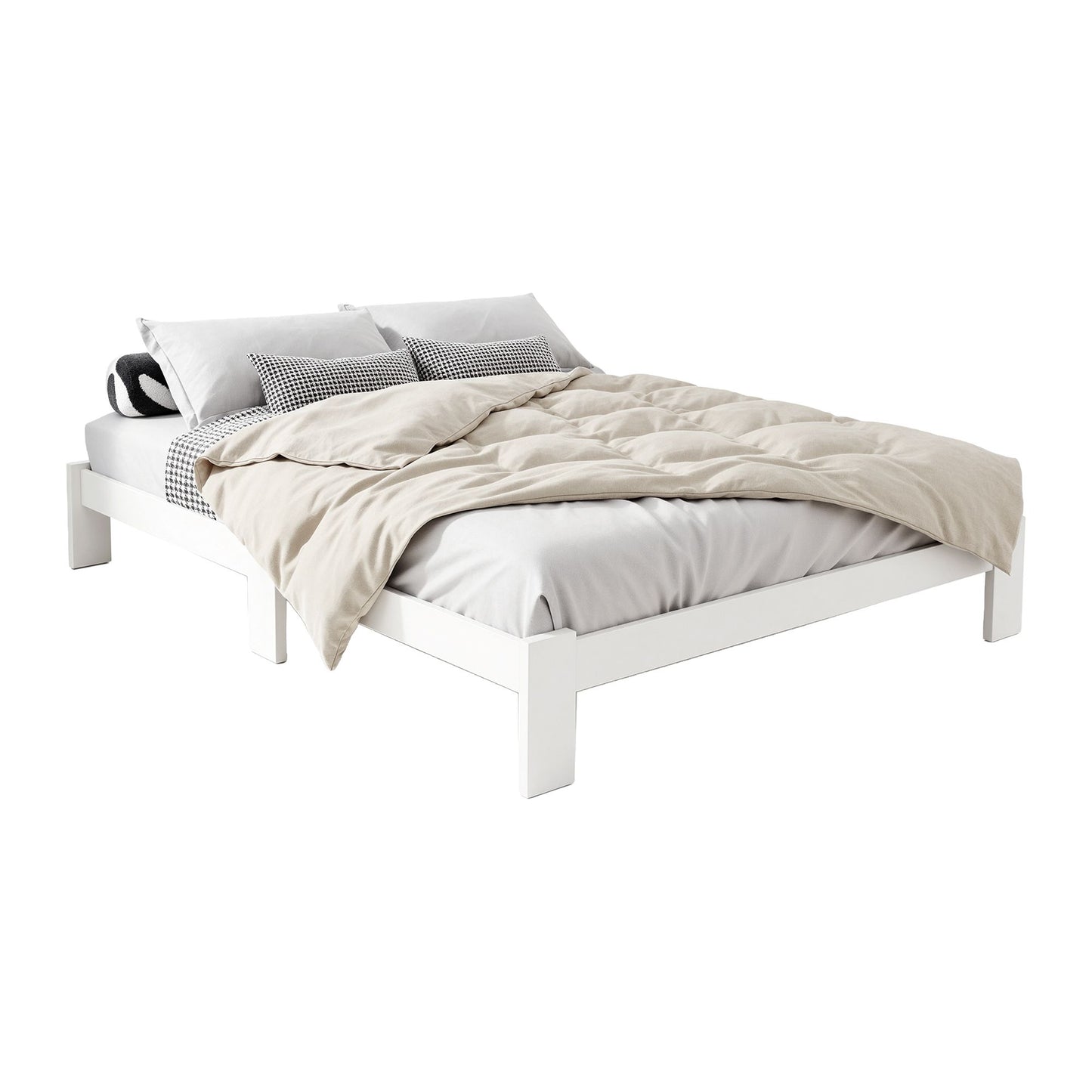 TWSC Bed Frame Double Size Wooden White JADE