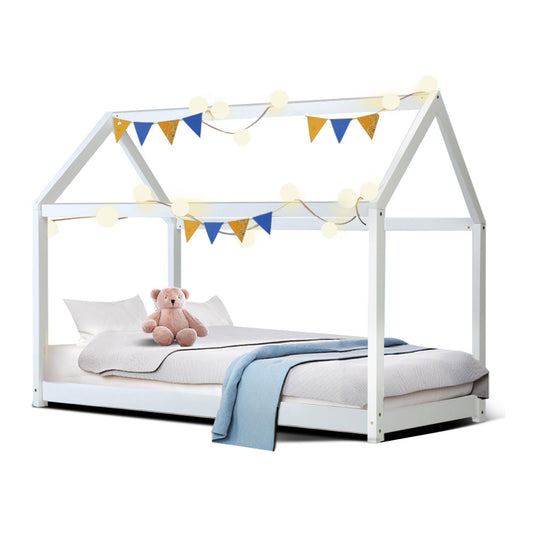 Casa Kids Bed Frame – Solid Pine Wood, White, Australian Single Size